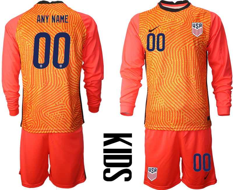 Youth 2020-2021 Season National team United States goalkeeper Long sleeve red customized Soccer Jersey